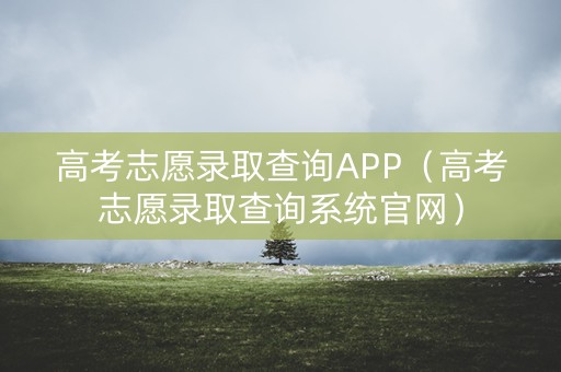 高考志愿录取查询APP（高考志愿录取查询系统官网）