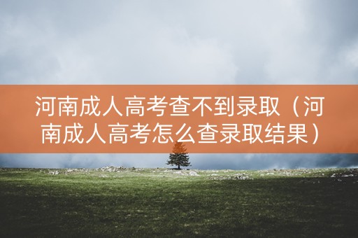 河南成人高考查不到录取（河南成人高考怎么查录取结果）