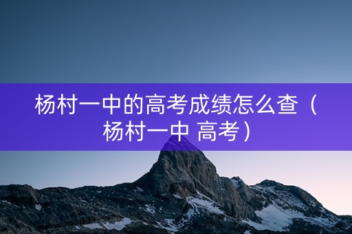 杨村一中的高考成绩怎么查（杨村一中 高考）
