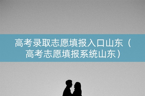 高考录取志愿填报入口山东（高考志愿填报系统山东）