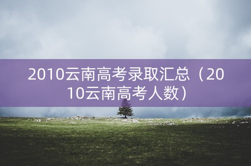2010云南高考录取汇总（2010云南高考人数）