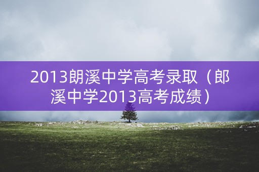 2013朗溪中学高考录取（郎溪中学2013高考成绩）