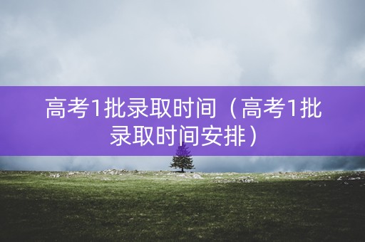 高考1批录取时间（高考1批录取时间安排）