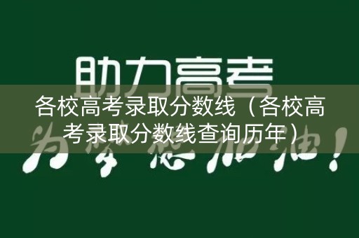 各校高考录取分数线（各校高考录取分数线查询历年）