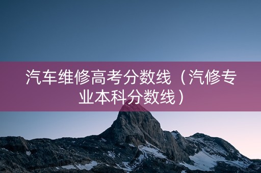 汽车维修高考分数线（汽修专业本科分数线）