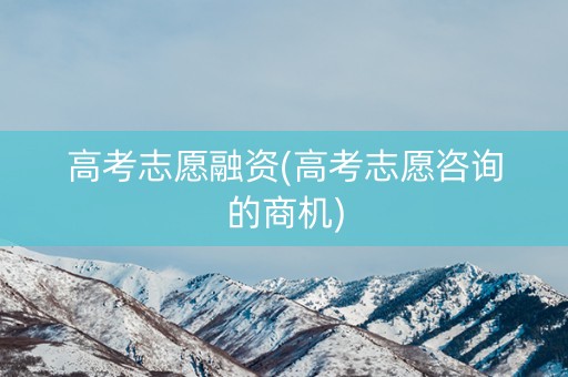 高考志愿融资(高考志愿咨询的商机)