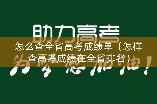 怎么查全省高考成绩单（怎样查高考成绩在全省排名）