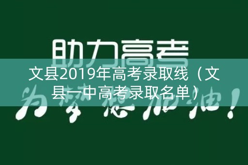文县2019年高考录取线（文县一中高考录取名单）
