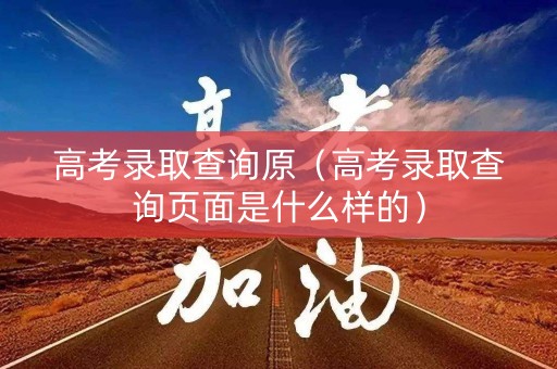 高考录取查询原（高考录取查询页面是什么样的）