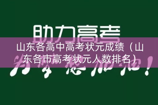 山东各高中高考状元成绩（山东各市高考状元人数排名）