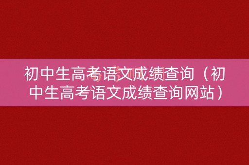 初中生高考语文成绩查询（初中生高考语文成绩查询网站）