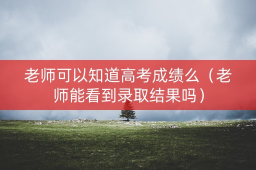 老师可以知道高考成绩么（老师能看到录取结果吗）