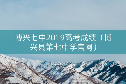 博兴七中2019高考成绩（博兴县第七中学官网）