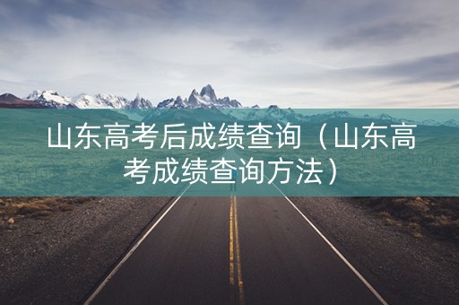 山东高考后成绩查询（山东高考成绩查询方法）