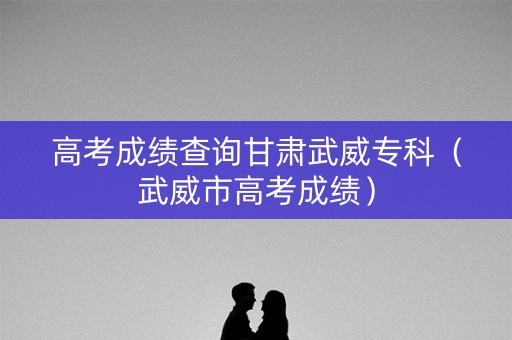高考成绩查询甘肃武威专科（武威市高考成绩）