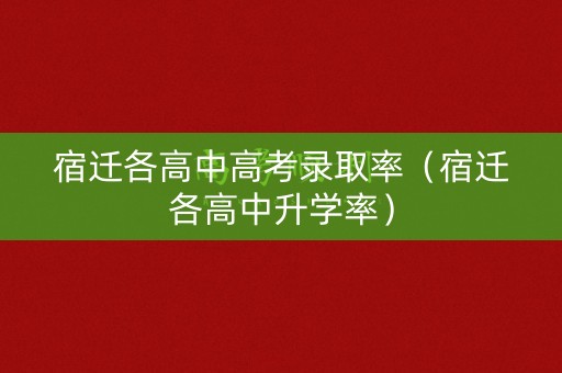 宿迁各高中高考录取率（宿迁各高中升学率）