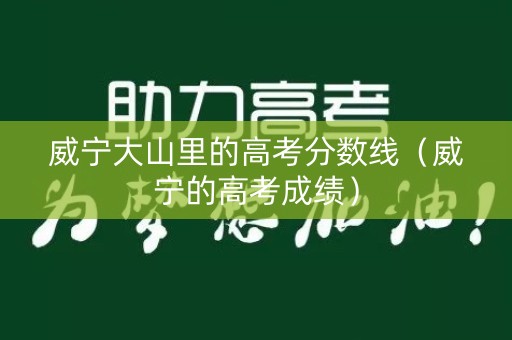 威宁大山里的高考分数线（威宁的高考成绩）