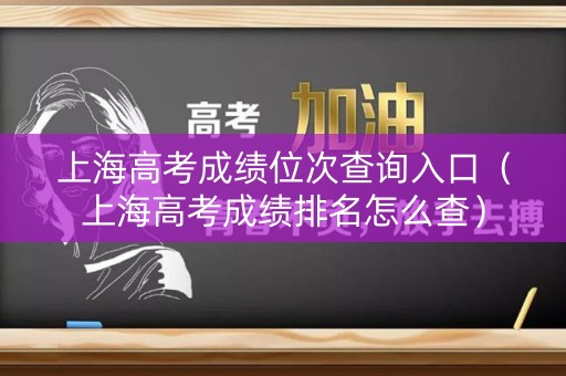 上海高考成绩位次查询入口（上海高考成绩排名怎么查）