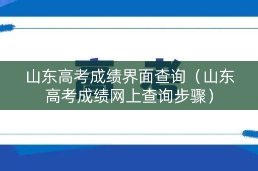 山东高考成绩界面查询（山东高考成绩网上查询步骤）