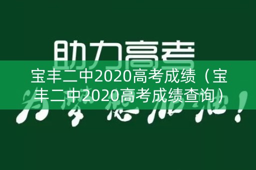 宝丰二中2020高考成绩（宝丰二中2020高考成绩查询）