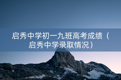 启秀中学初一九班高考成绩（启秀中学录取情况）
