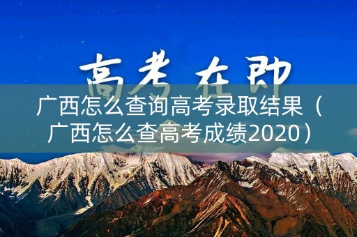 广西怎么查询高考录取结果（广西怎么查高考成绩2020）