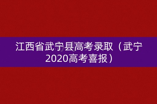 江西省武宁县高考录取（武宁2020高考喜报）