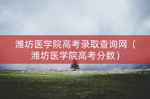 潍坊医学院高考录取查询网（潍坊医学院高考分数）