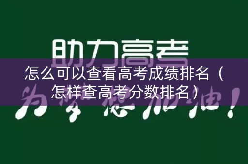 怎么可以查看高考成绩排名（怎样查高考分数排名）