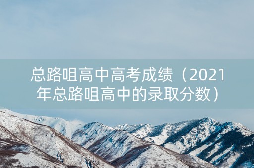 总路咀高中高考成绩（2021年总路咀高中的录取分数）