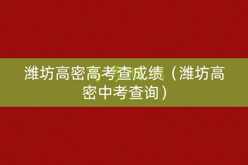 潍坊高密高考查成绩（潍坊高密中考查询）