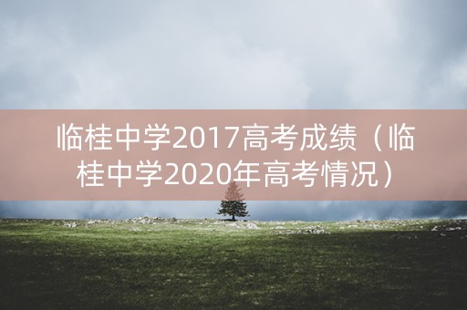 临桂中学2017高考成绩（临桂中学2020年高考情况）