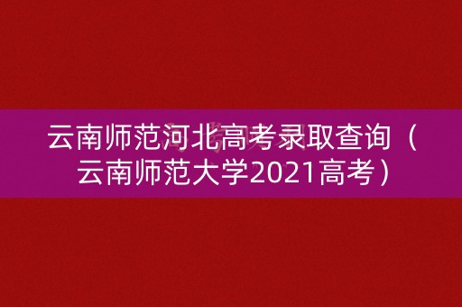 云南师范河北高考录取查询（云南师范大学2021高考）