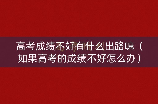 高考成绩不好有什么出路嘛（如果高考的成绩不好怎么办）