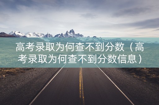 高考录取为何查不到分数（高考录取为何查不到分数信息）