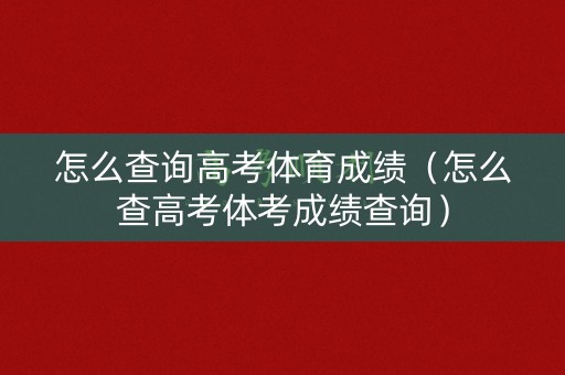 怎么查询高考体育成绩（怎么查高考体考成绩查询）