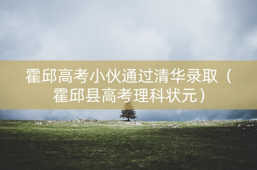 霍邱高考小伙通过清华录取（霍邱县高考理科状元）