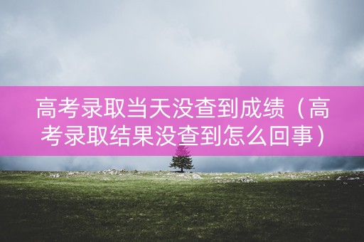 高考录取当天没查到成绩（高考录取结果没查到怎么回事）
