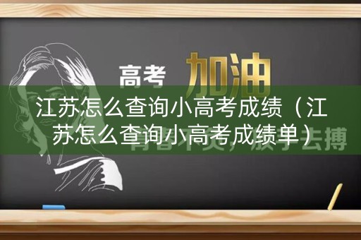 江苏怎么查询小高考成绩（江苏怎么查询小高考成绩单）