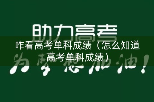 咋看高考单科成绩（怎么知道高考单科成绩）