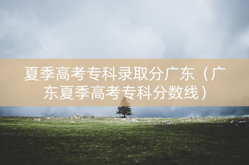 夏季高考专科录取分广东（广东夏季高考专科分数线）