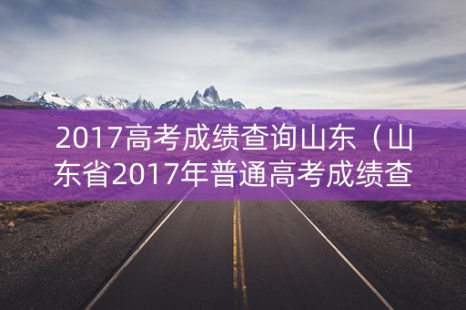 2017高考成绩查询山东（山东省2017年普通高考成绩查询平台）