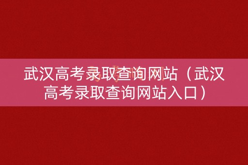 武汉高考录取查询网站（武汉高考录取查询网站入口）
