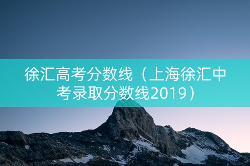 徐汇高考分数线（上海徐汇中考录取分数线2019）