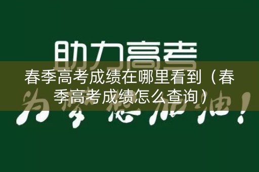 春季高考成绩在哪里看到（春季高考成绩怎么查询）