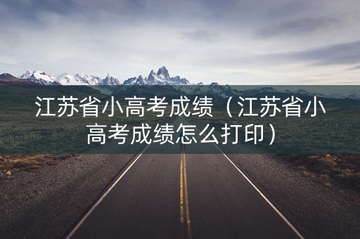 江苏省小高考成绩（江苏省小高考成绩怎么打印）