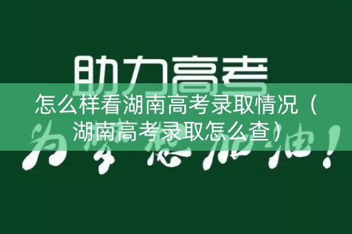 怎么样看湖南高考录取情况（湖南高考录取怎么查）