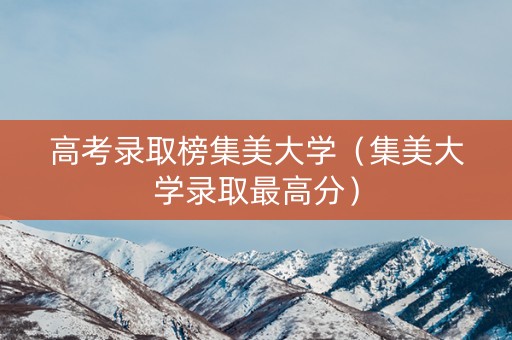 高考录取榜集美大学（集美大学录取最高分）