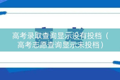 高考录取查询显示没有投档（高考志愿查询显示未投档）
