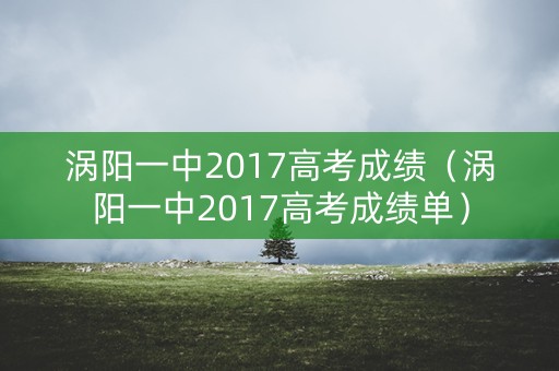 涡阳一中2017高考成绩（涡阳一中2017高考成绩单）